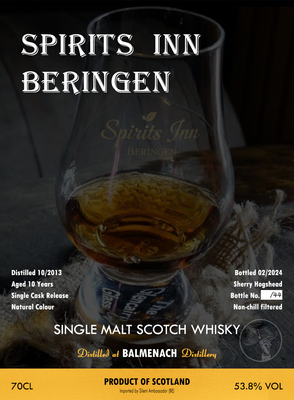 Balmenach 10Y For Spirits Inn Beringen (2013-2024) Sherry Hogshead 53.8 "Silent Ambassador"