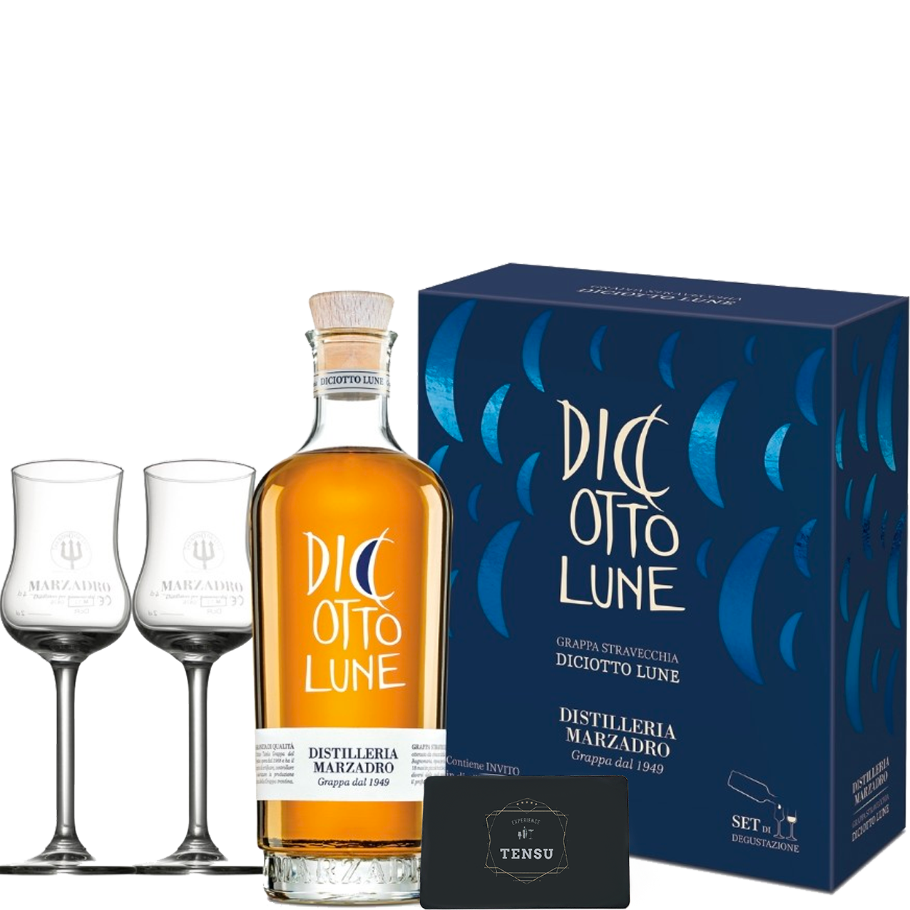 Marzadro Diciotto Lune 41.0 (50CL) [Giftpack + 2 glazen] "OB"