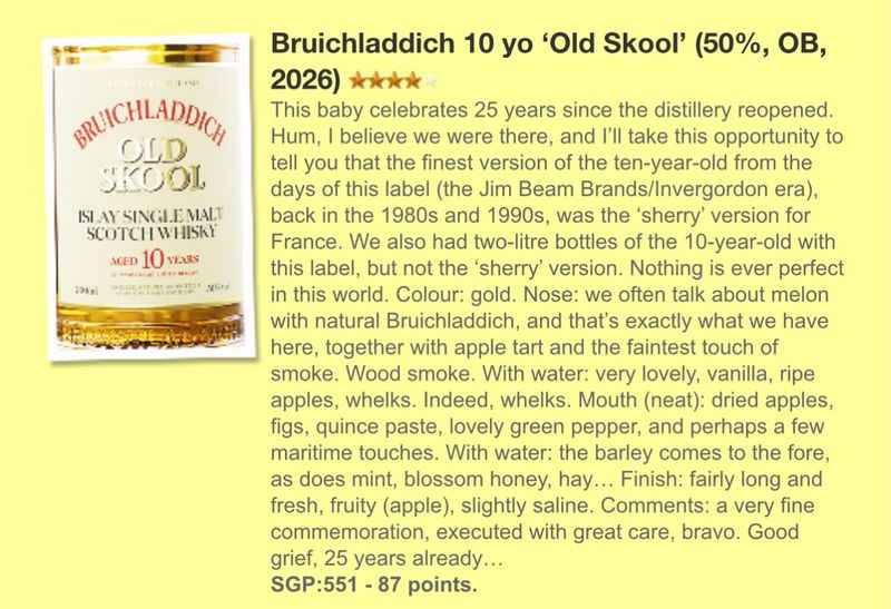 Bruichladdich Old Skool 10Y (2026) 1st Fill Bourbon &amp; 1st Fill Sauternes Cask 50.0 "OB"