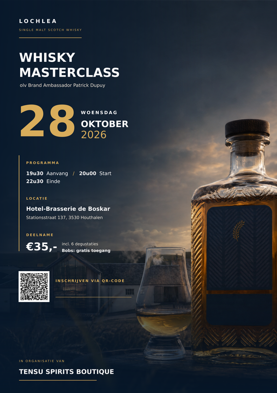 Woensdag 28/10/2026 Whisky Masterclass / Lochlea Distillery