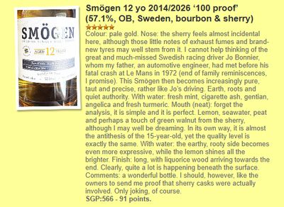 Smögen 12Y 100° Proof Heavily Peated Barley (2014-2026) Bourbon &amp; Sherry 57.1 "OB"