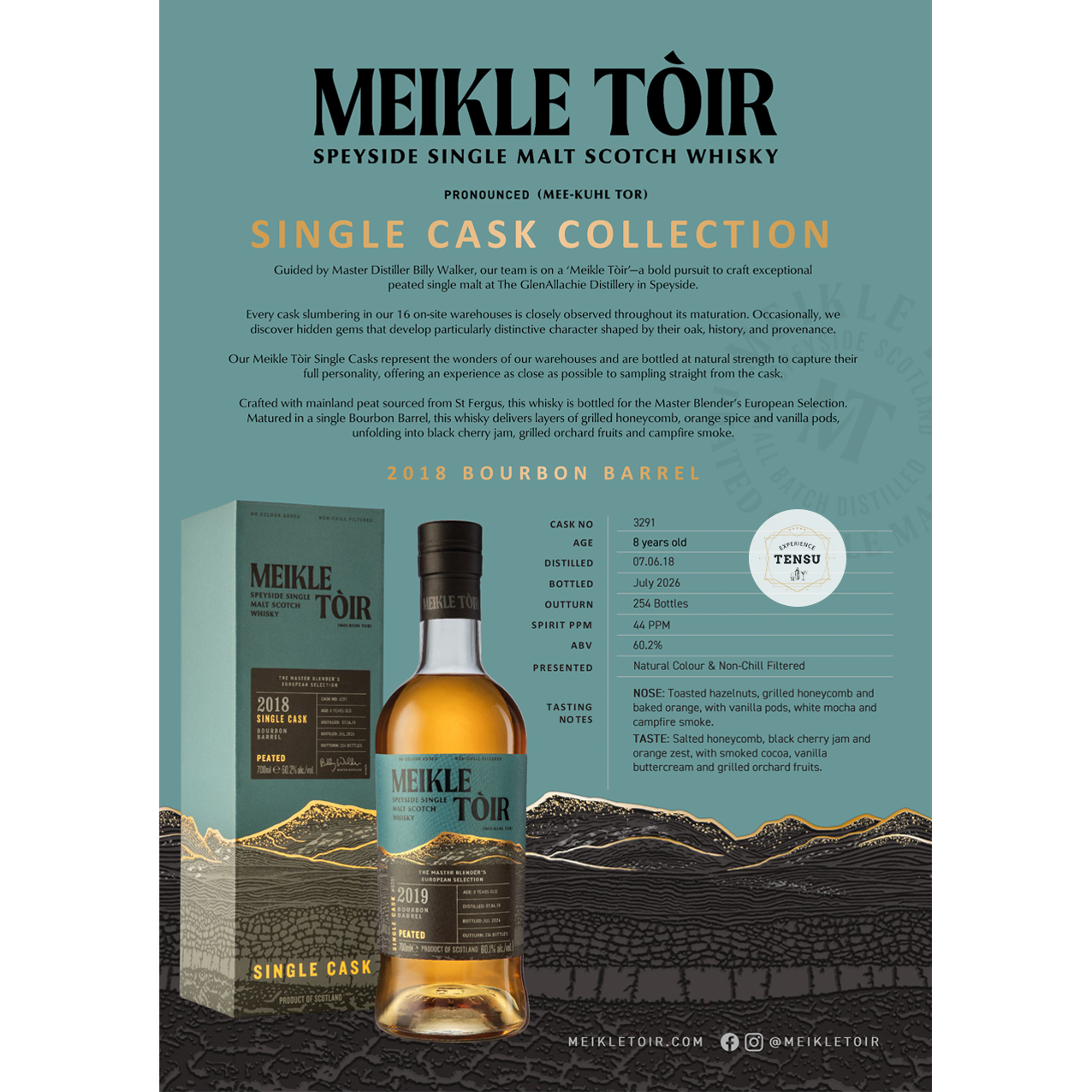 GlenAllachie 8Y Meikle Toir Peated (2018-2026) Bourbon Barrel 60.2 The Master Blender's European Selection "OB"