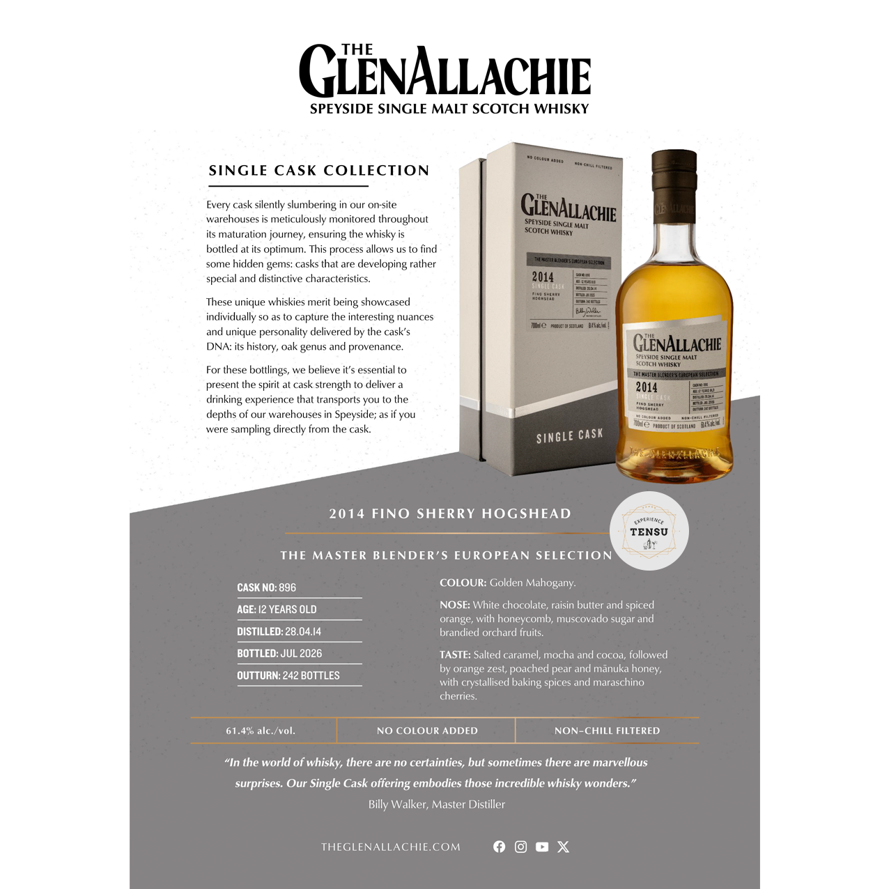 GlenAllachie 12Y (2014-2026) Fino Sherry Hogshead 61.4 The Master Blender's European Selection "OB"