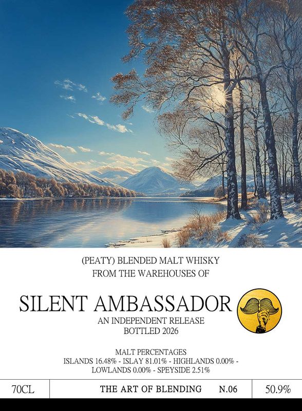 Peaty Blended Malt Whisky (2026) Ex-Bourbon &amp; Ex-Sherry Cask 50.9 AOB06 "Silent Ambassador"