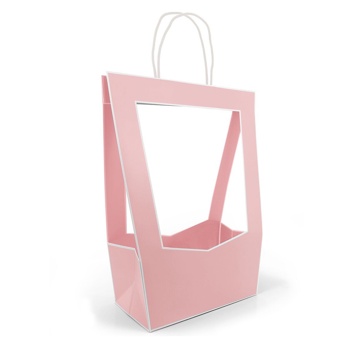 See-through cardboard bag Médaillon rose