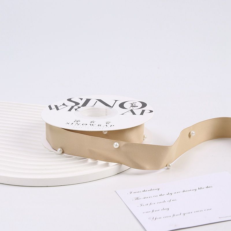 Ribbon with Pearls 155 Milky Tea