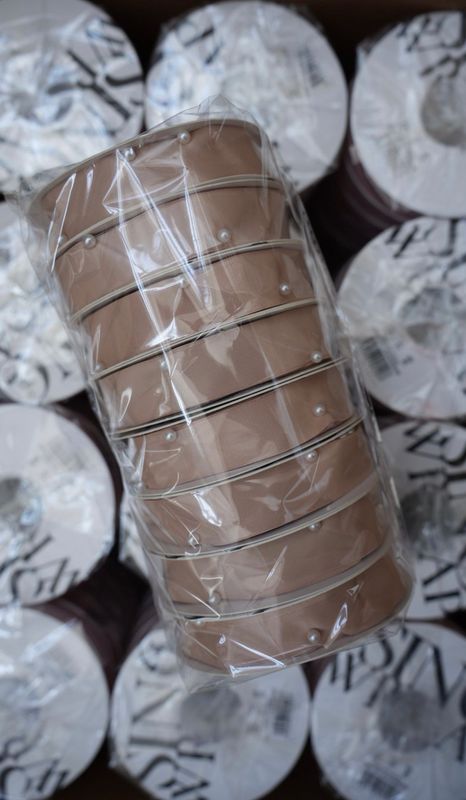 Wstążka z koralikami 155 Milky tea X8