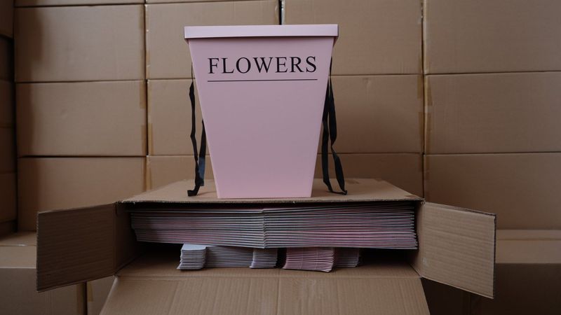 Flower Bag with Lid Peach x30