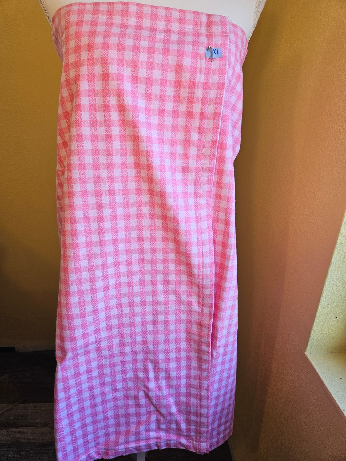 X-Large - Pink Plaid Bath Wrap