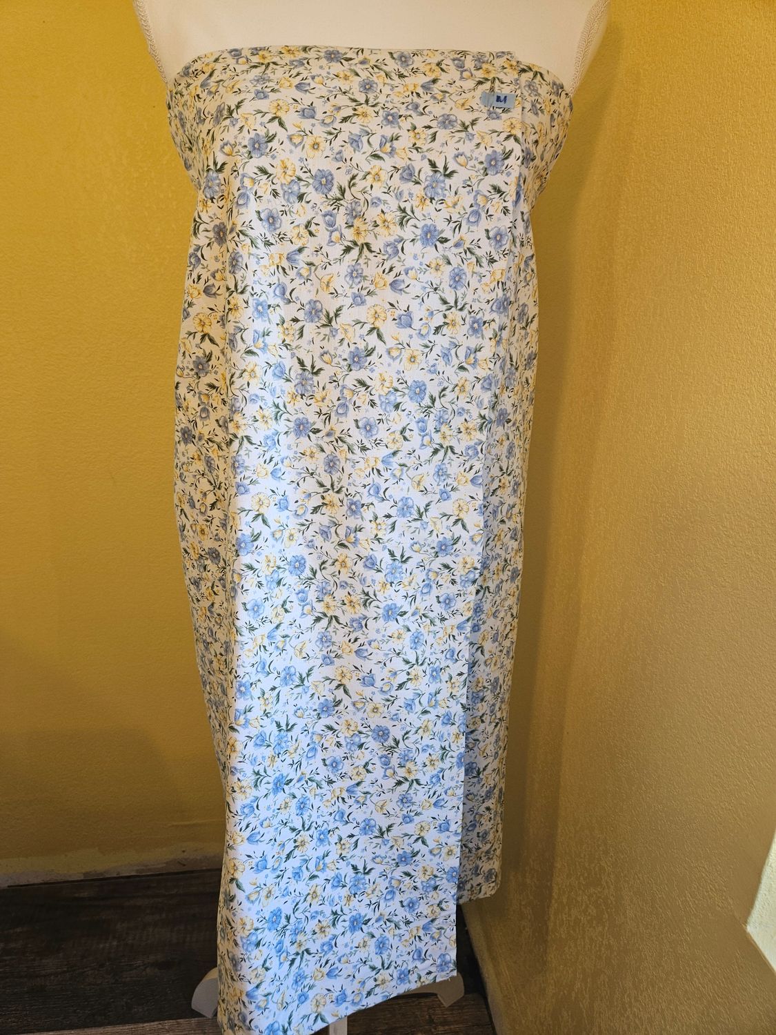 Medium -Blue &amp; Yellow Floral Bath Wrap