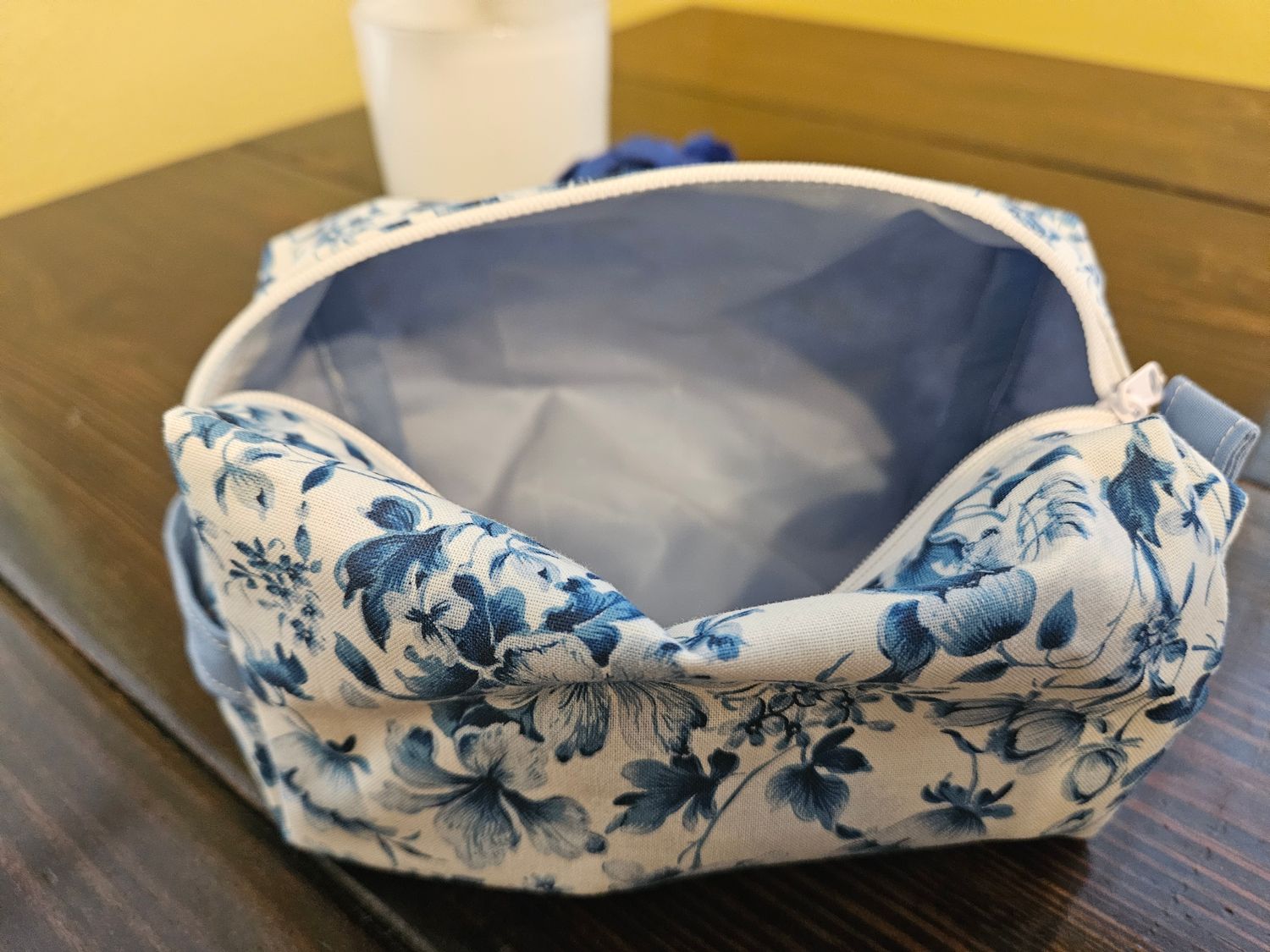 Light Blue Floral Small Makeup Bag