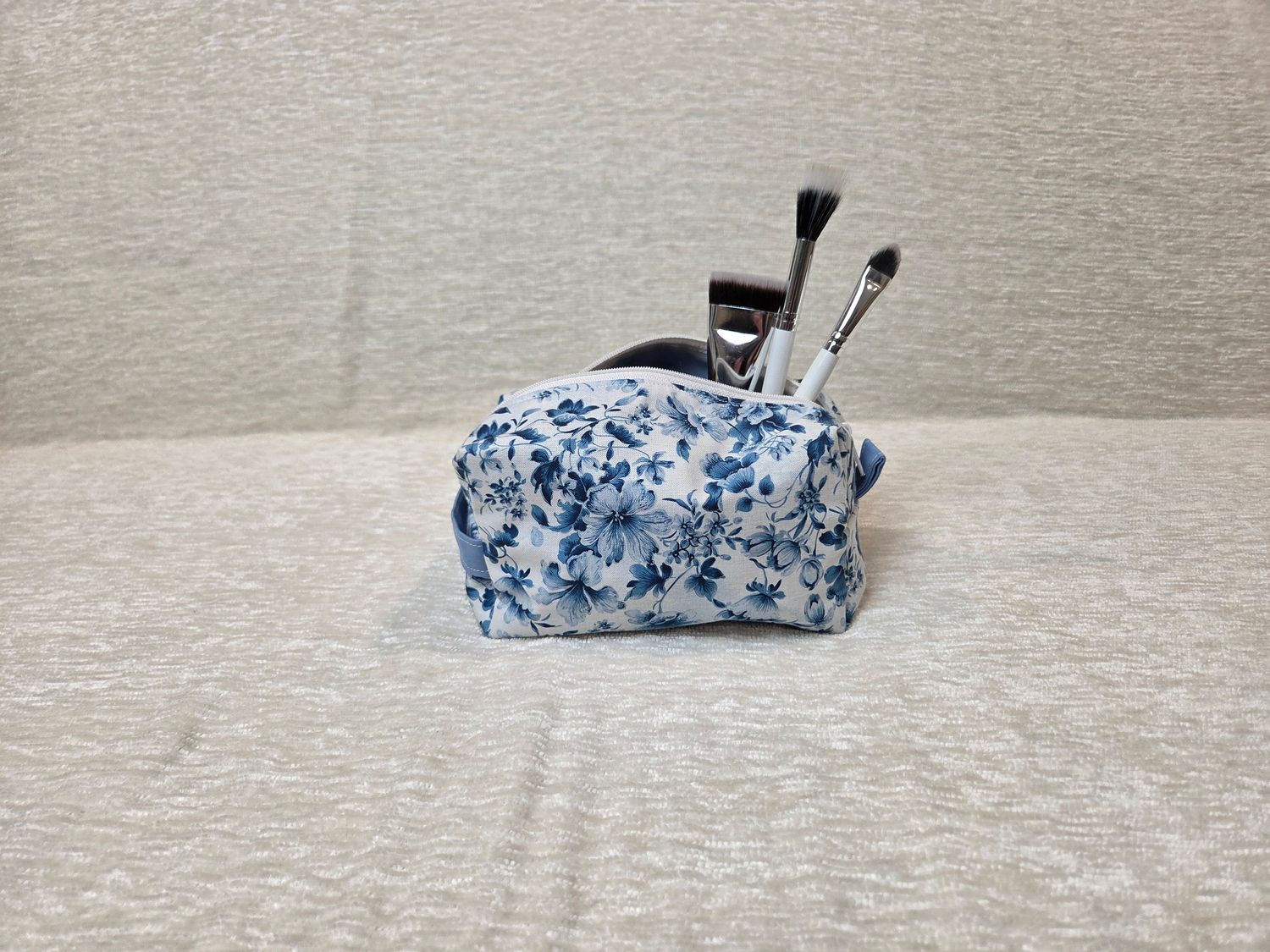 Light Blue Floral Small Makeup Bag