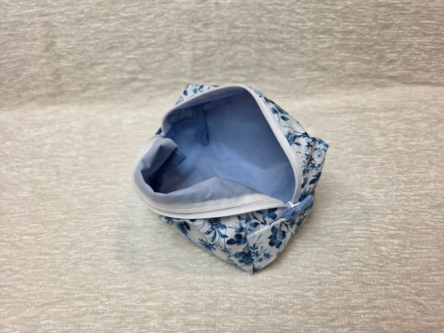 Light Blue Floral Small Makeup Bag