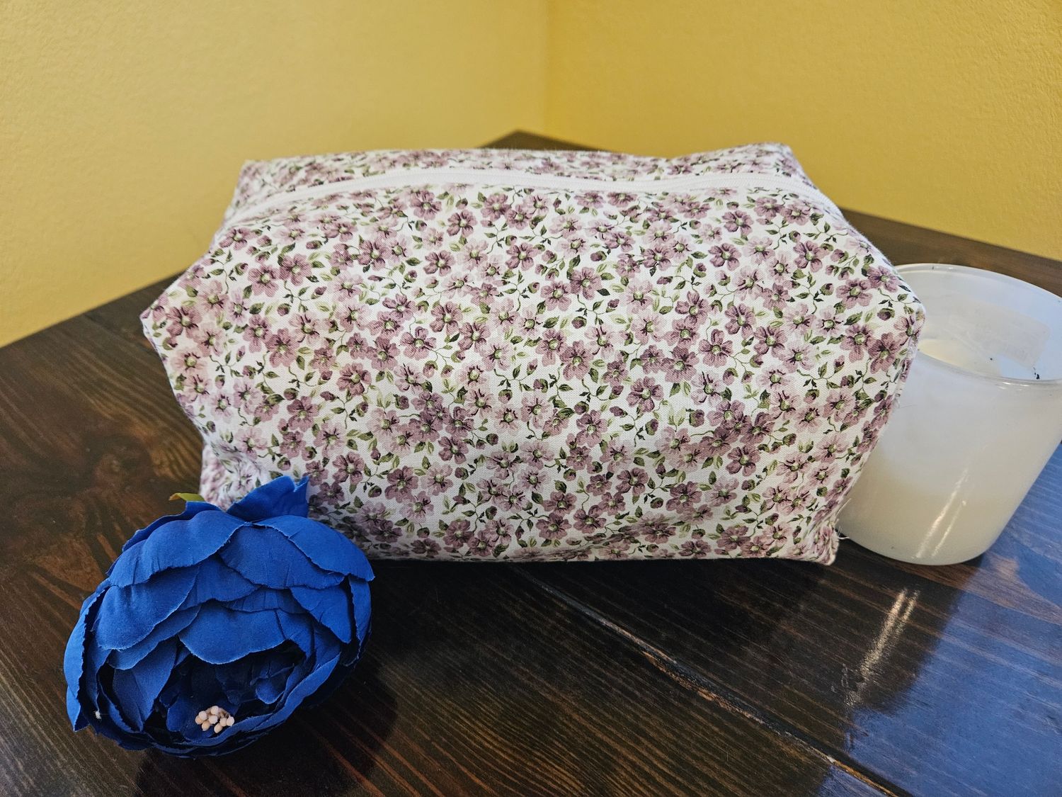 Lilac Floral Makeup Bag