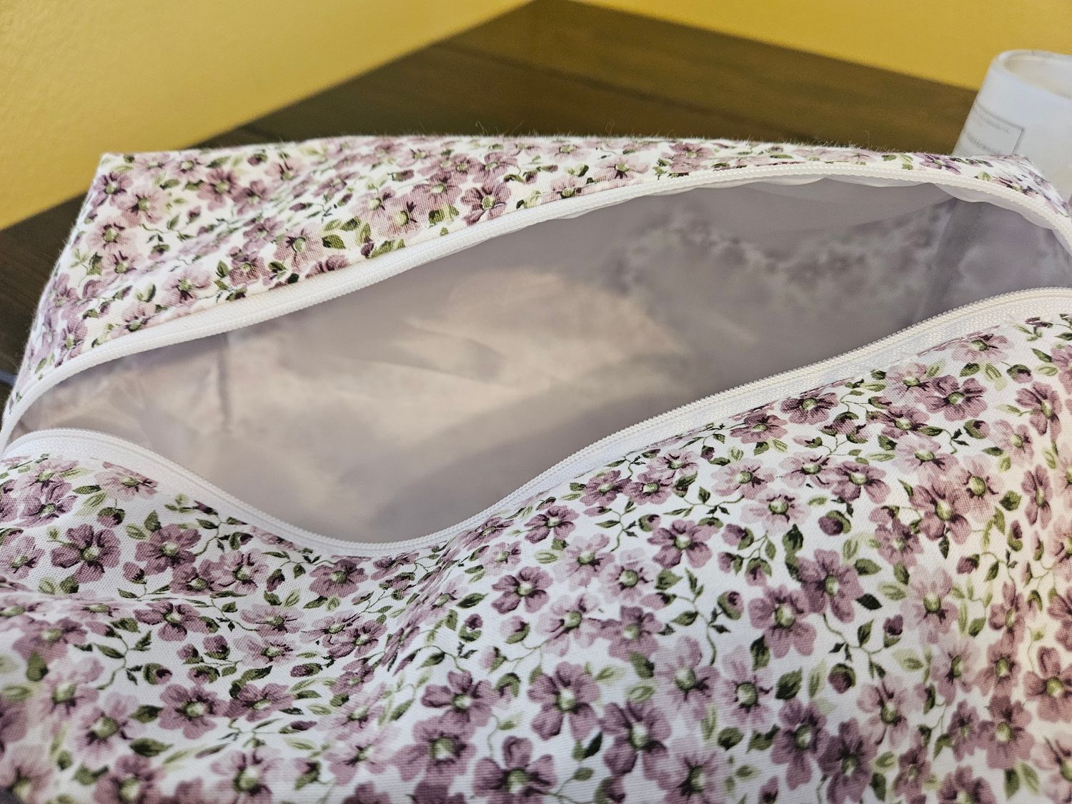 Lilac Floral Makeup Bag