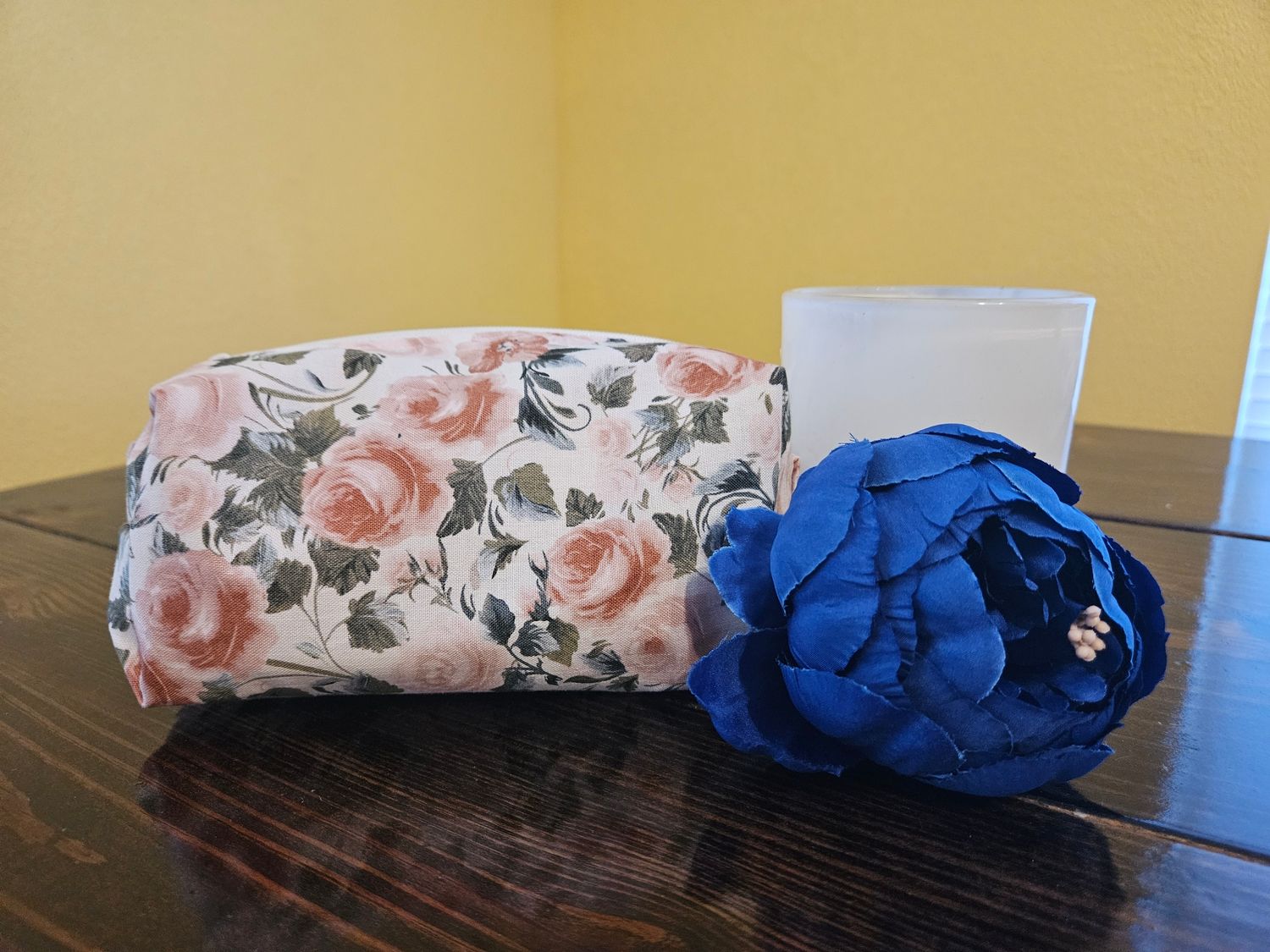 Pink Roses Small Makeup Bag