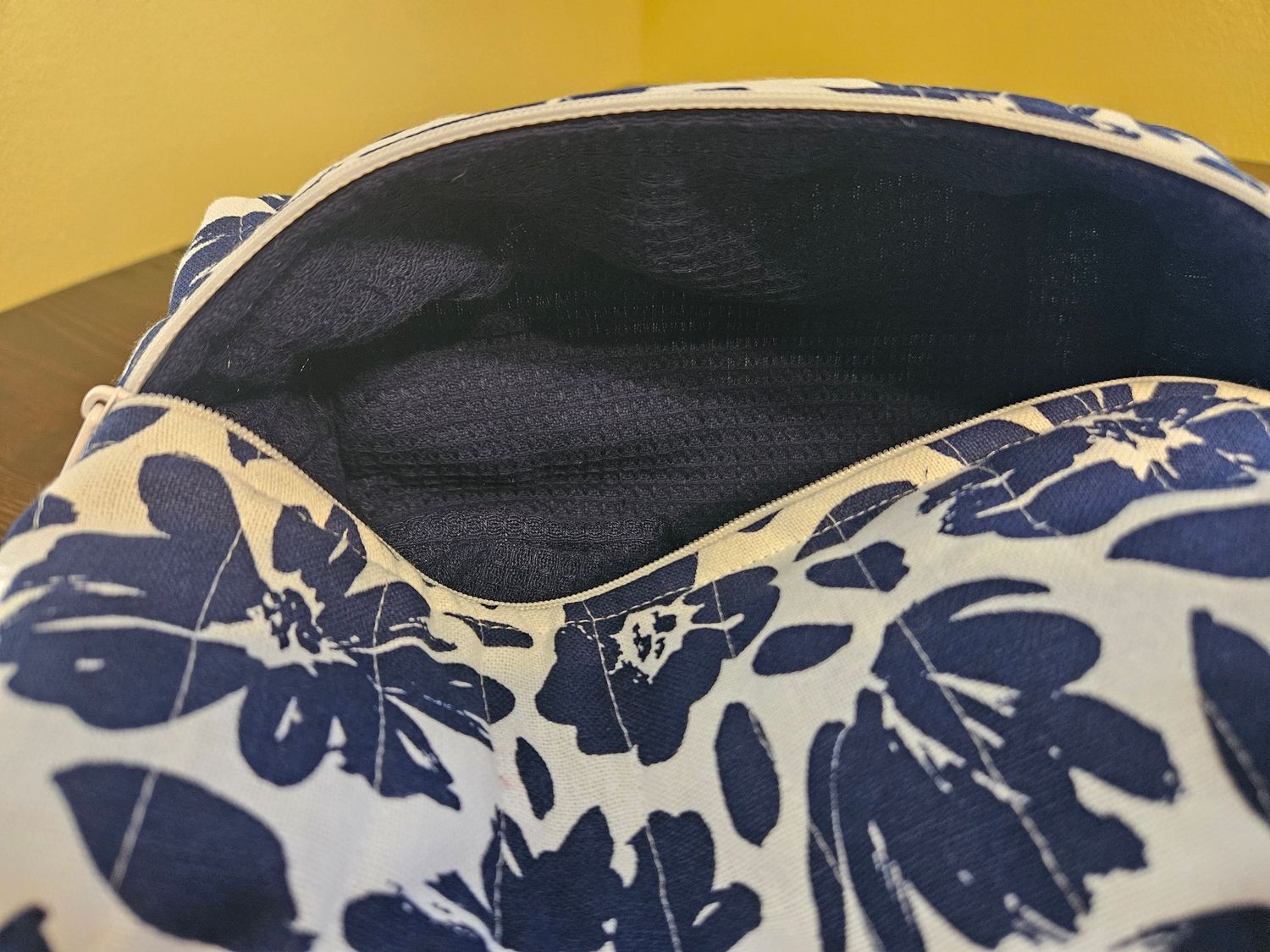 Blue Painted Floral Makeup Bag