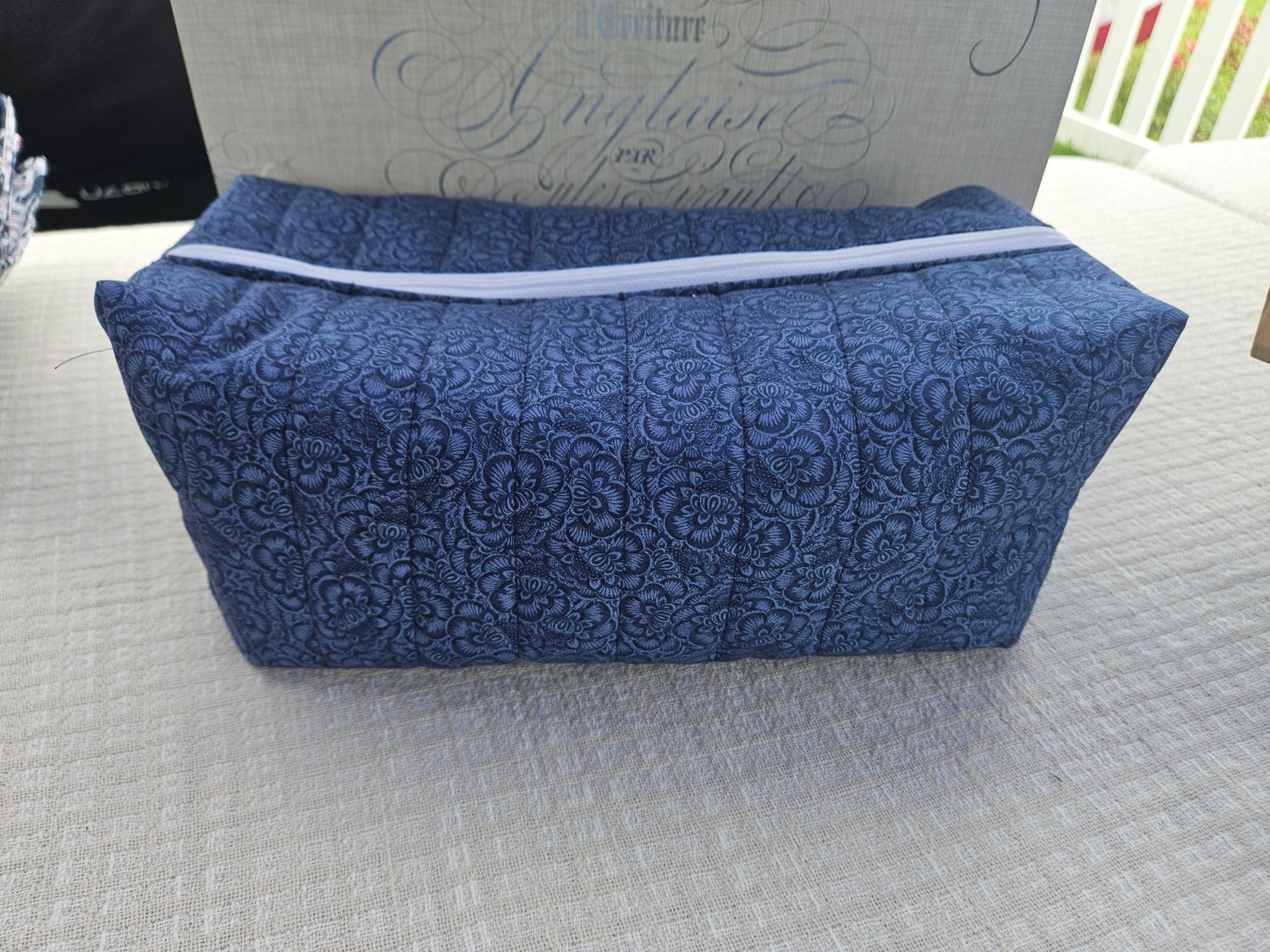  Dark Blue Floral Makeup Bag