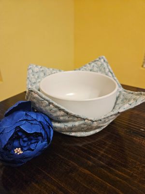 Blue Fan Floral- Bowl Koozie