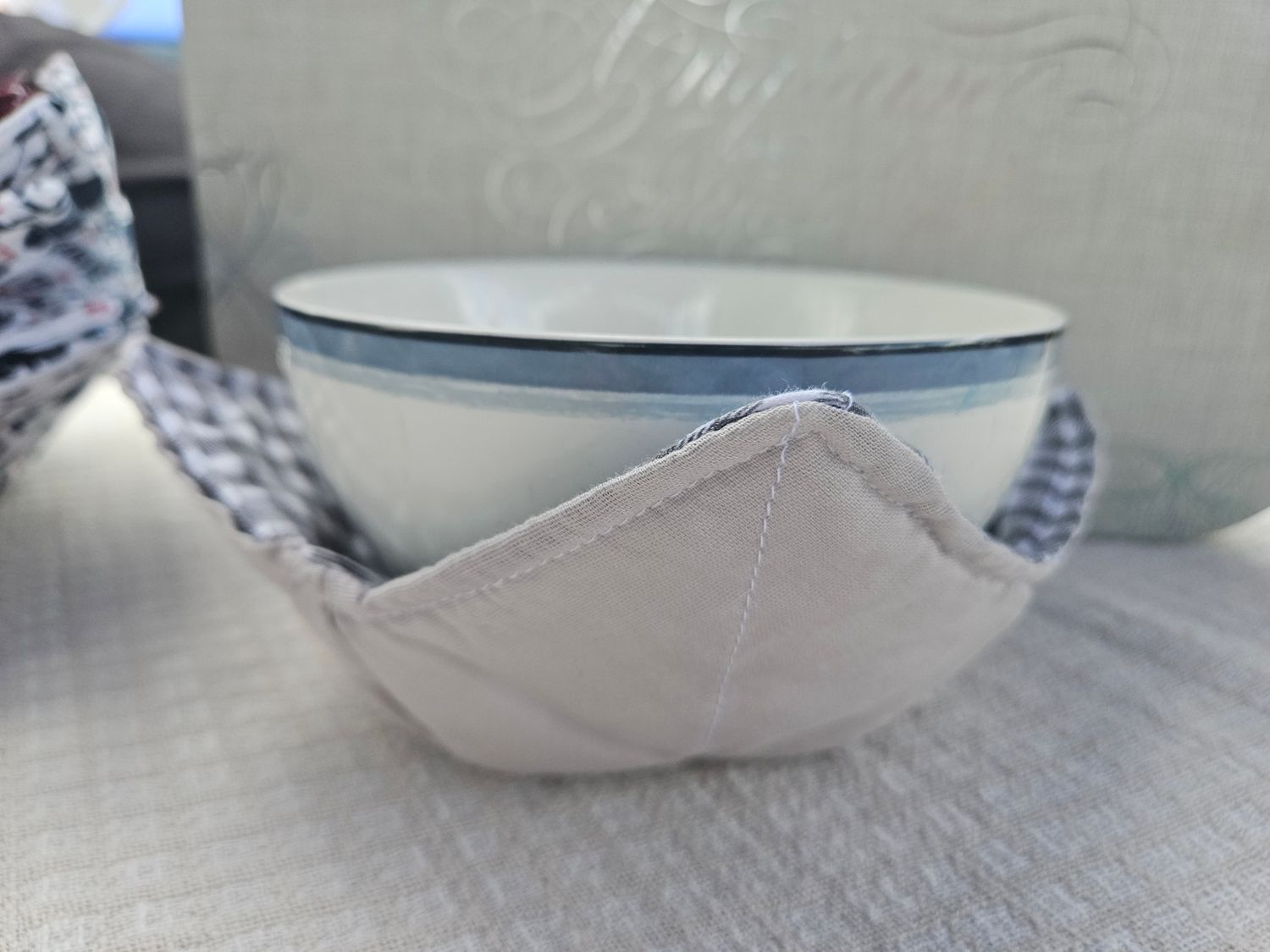 Gray &amp; White Plaid- Bowl Koozie