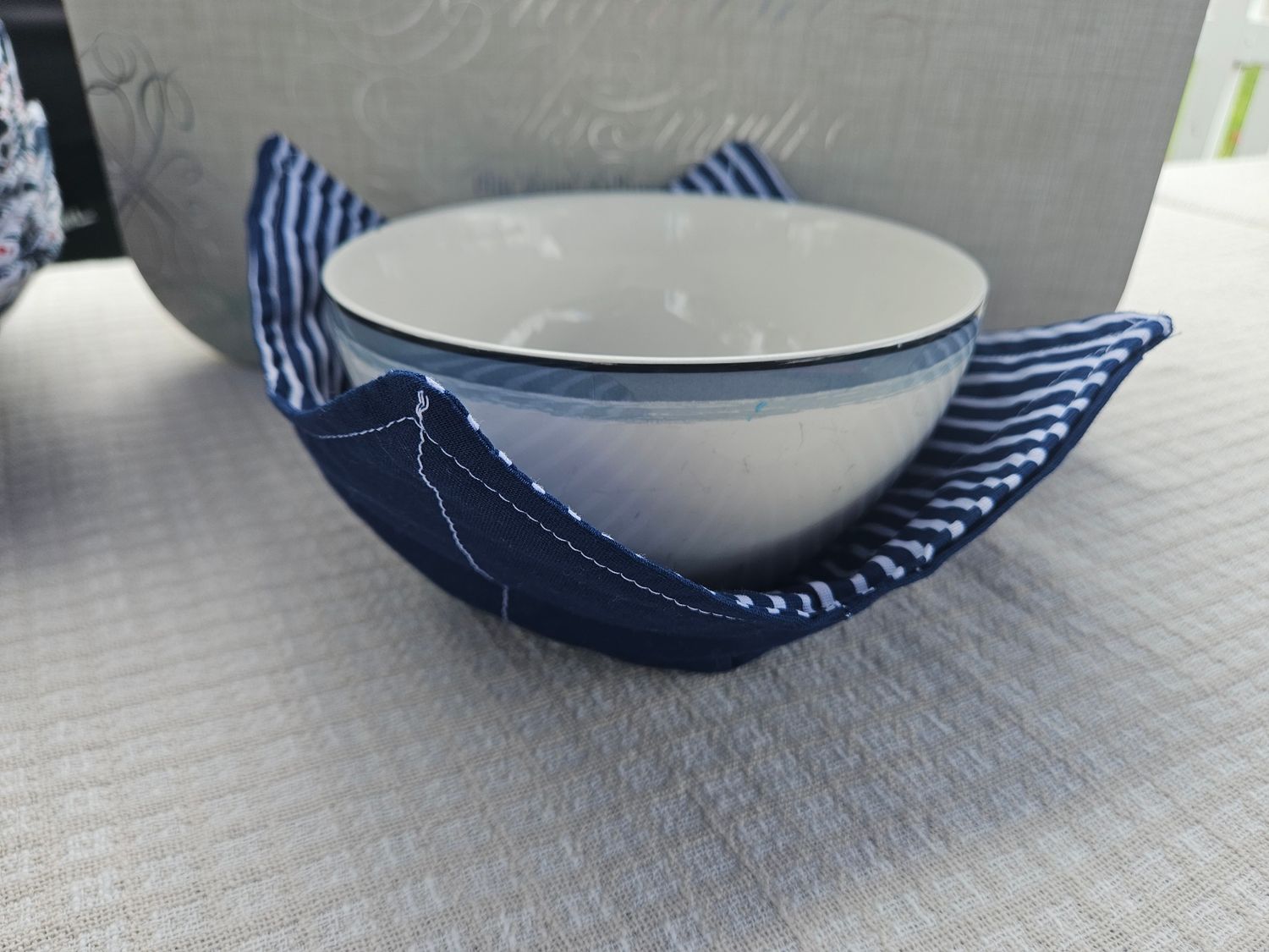 Blue &amp; White Stripe- Bowl Koozie