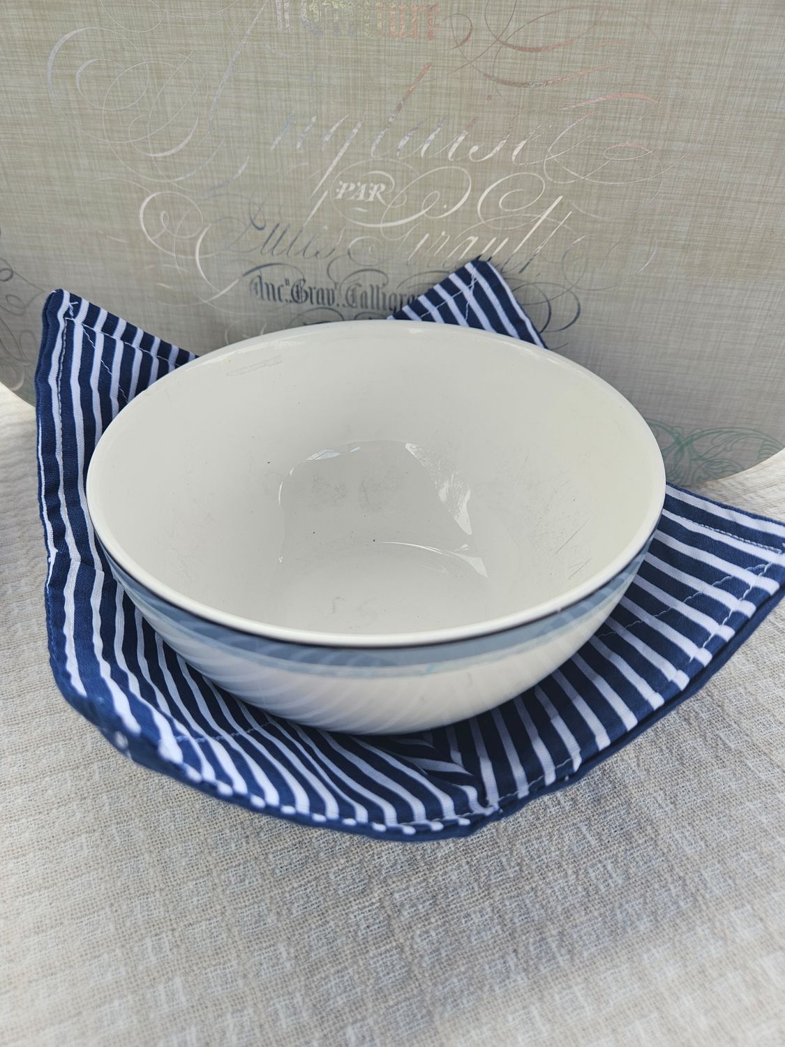 Blue &amp; White Stripe- Bowl Koozie