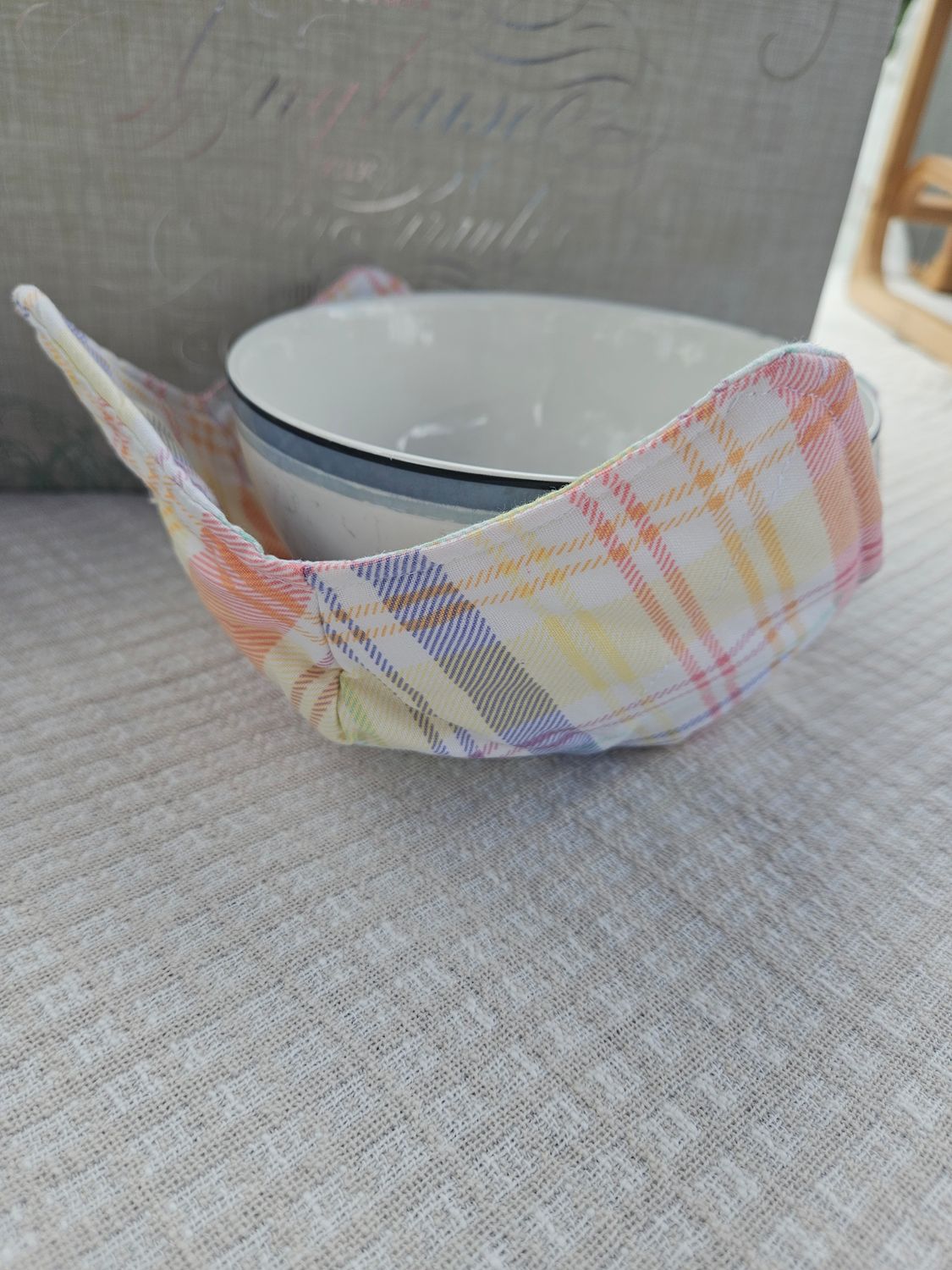 Pastel plaid- Bowl Koozie