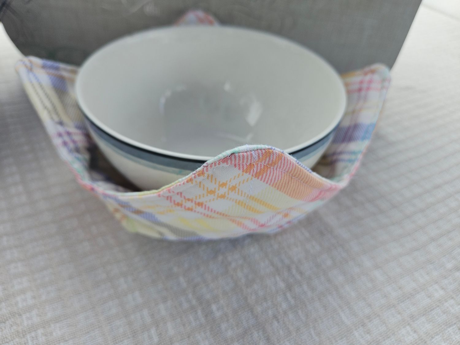 Pastel plaid- Bowl Koozie