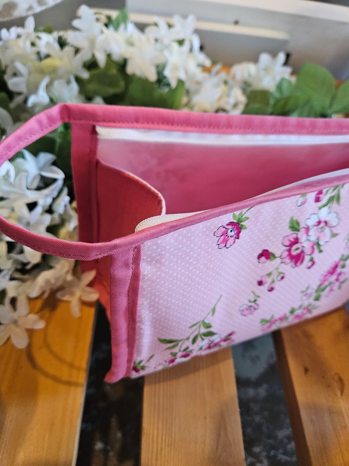 Pink Floral Makeup Bag
