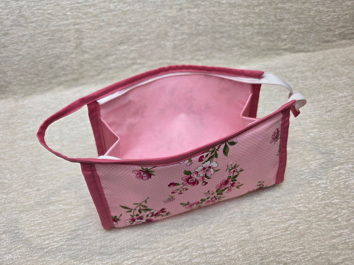 Pink Floral Makeup Bag