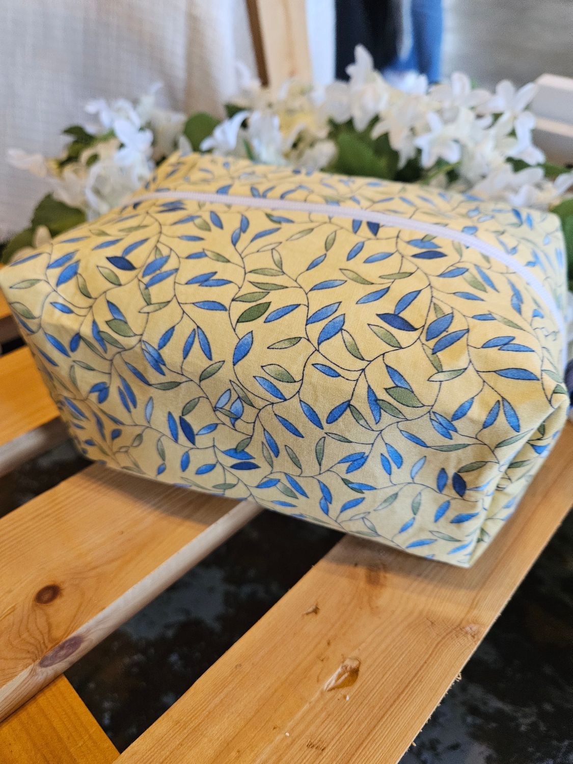 Yellow Leaf Makeup Bag