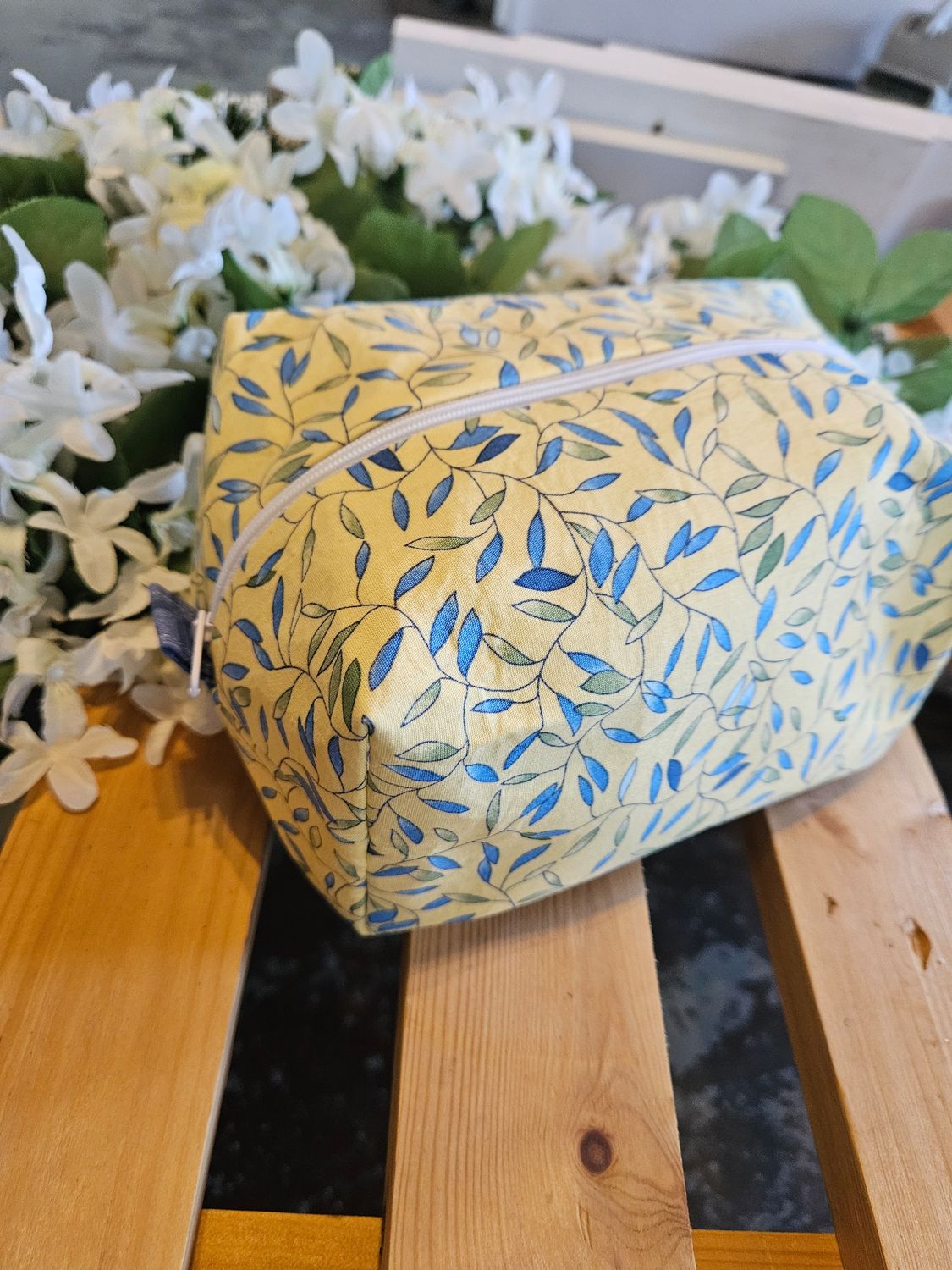 Yellow Leaf Makeup Bag
