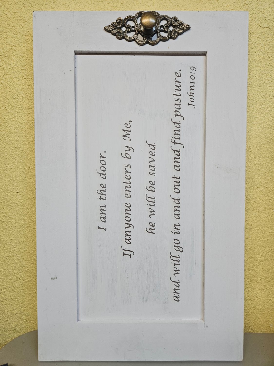 Wooden Door Sign John 10:9 White H