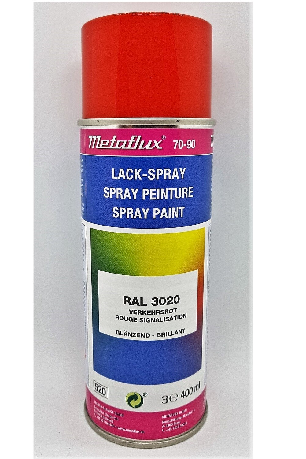 Metaflux Lak Spray RAL 3020 Verkeersrood 400 ml