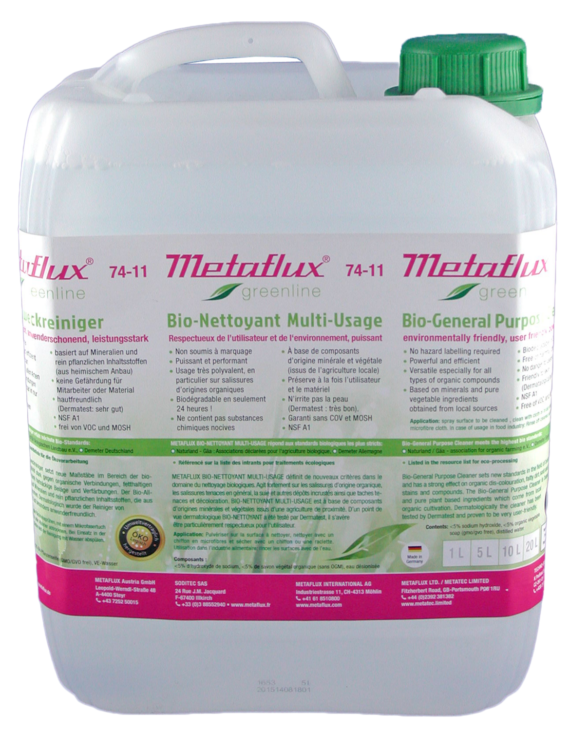 Metaflux Greenline Biologische Allesreiniger NSF 20 L