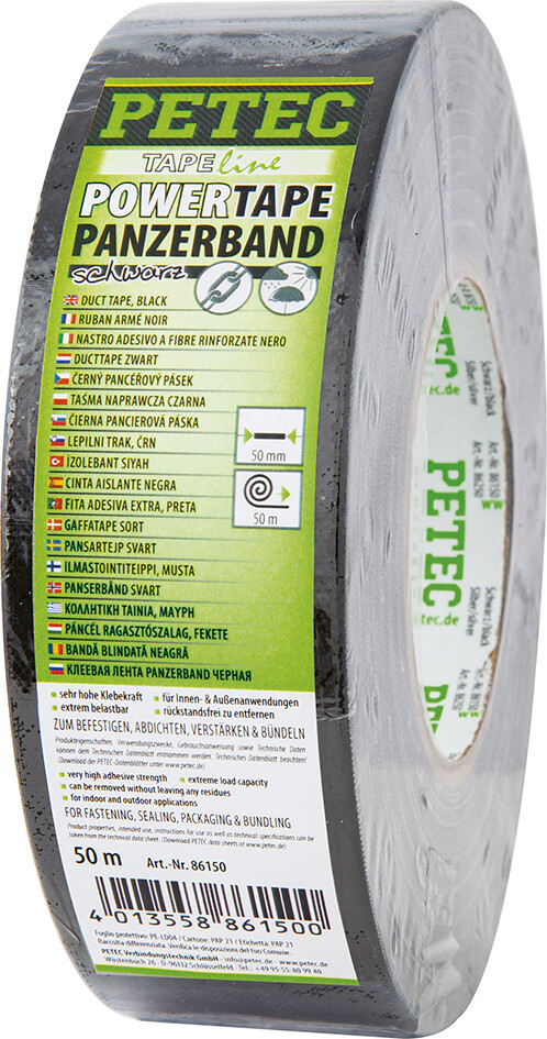 Petec power tape zwart 50 m x 50 mm