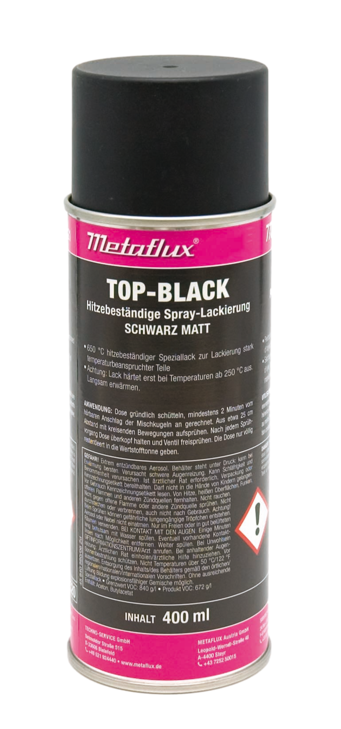 Metaflux zwarte matte verf bestand tegen hoge temperatuur 400 ml