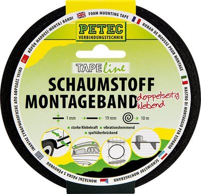 Petec schuimstof montagetape 10 m x 19 mm