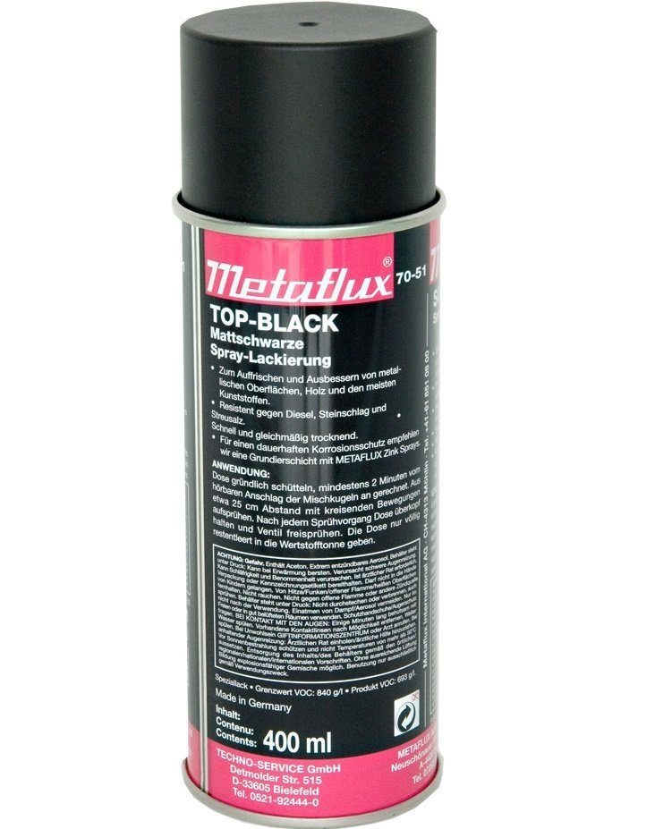 Metaflux top black spray, inhoud: 400 ml