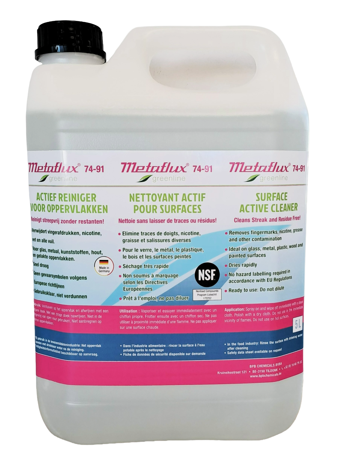 Metaflux greenline actief reiniger voor oppervlakken NSF 5 L