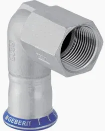 Mapress roestvast stalen overgangsbocht 90° met binnendraad 18 x 1/2"FF