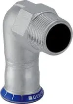 Mapress roestvast stalen overgangsbocht 90° met buitendraad 22x3/4""FM