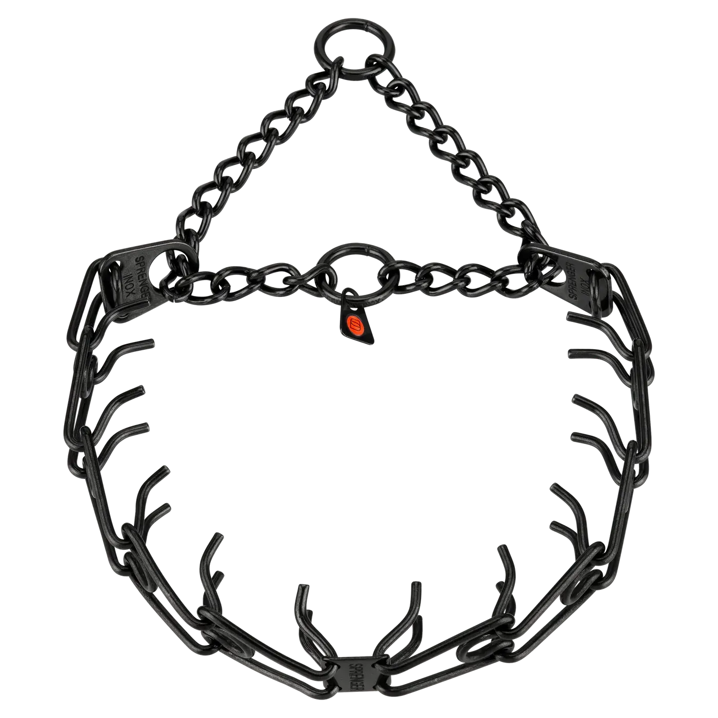 ULTRA-PLUS Training collar with Center-Plate & Assembly Chain - Stainless Steel Black