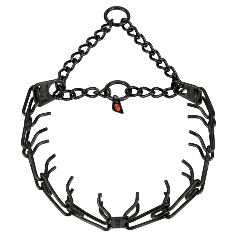 ULTRA-PLUS Training collar with Center-Plate & Assembly Chain - Stainless Steel Black