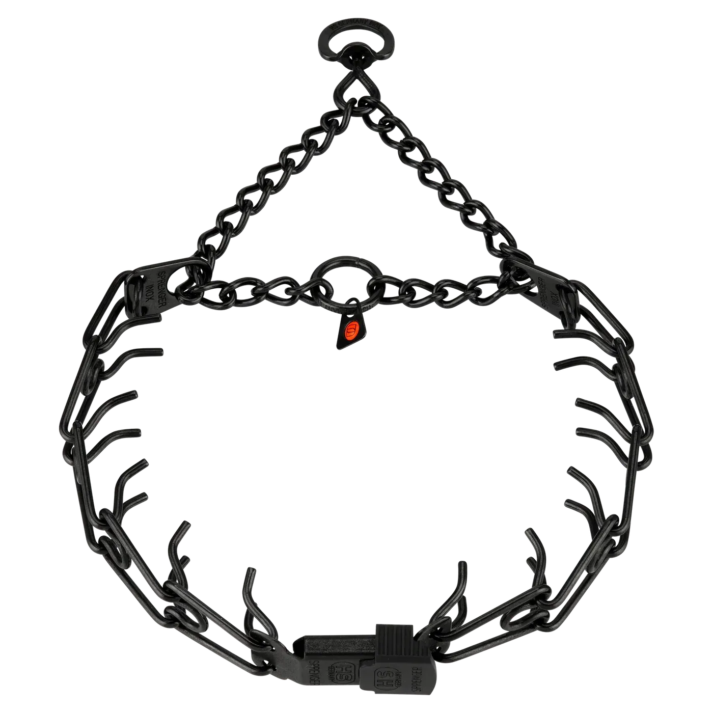ULTRA-PLUS Training Collar with Center-Plate, Assembly Chain, and ClicLock - Stainless Steel Black