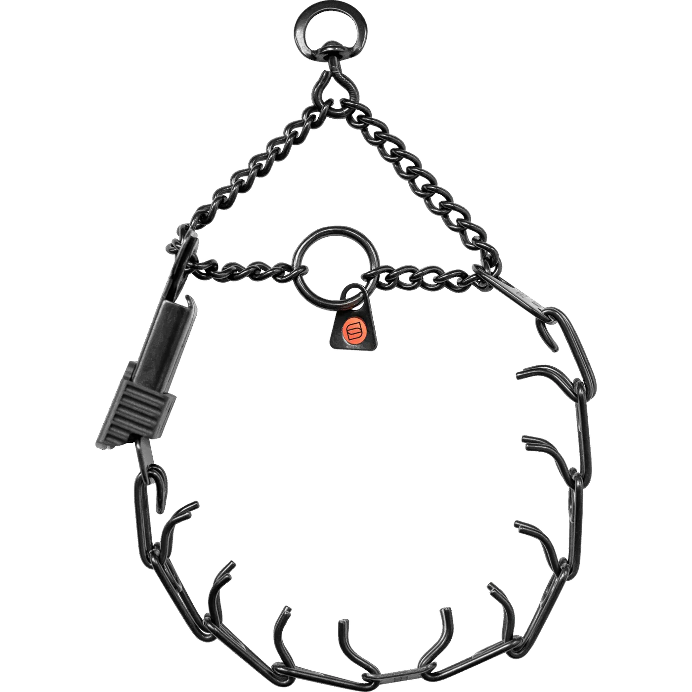 ULTRA-PLUS Training Collar with Center-Plate, Assembly Chain, and ClicLock - Stainless Steel Black