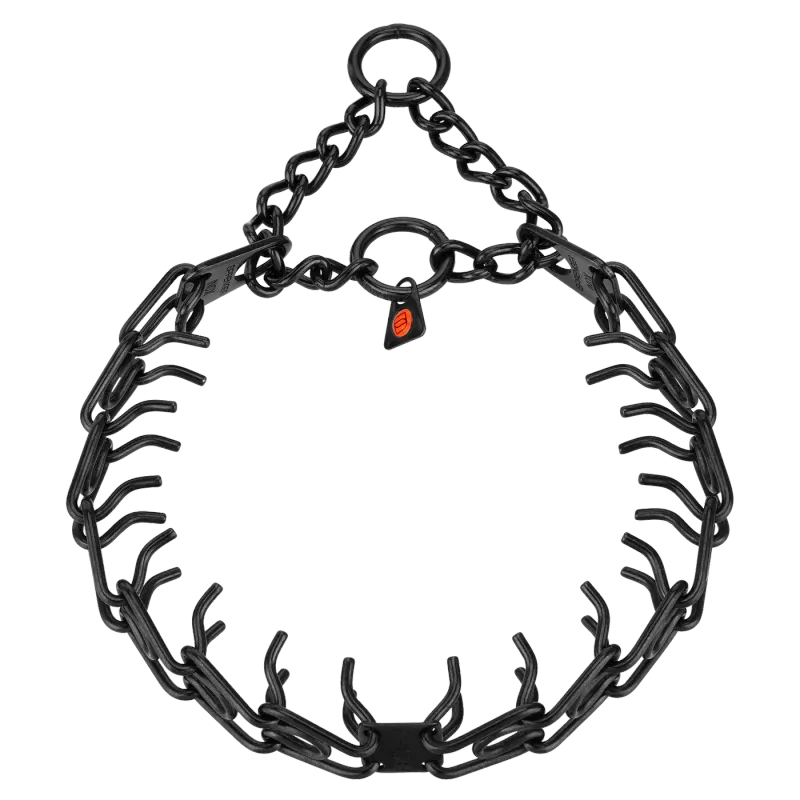 ULTRA-PLUS Training Collar with Center-Plate, Assembly Chain, 2 rings - Stainless steel black (3.0mm Short Version)