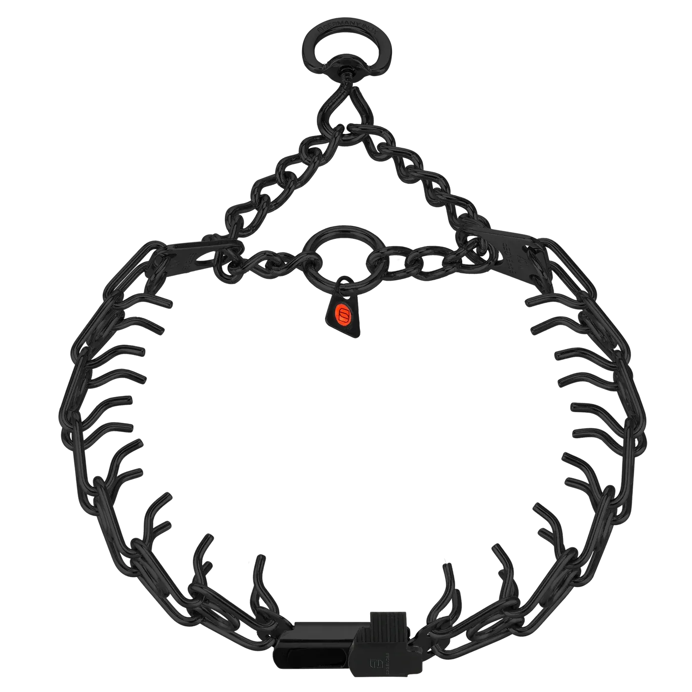 ULTRA-PLUS Training Prong Collar with ClicLock, Assembly Chain, and Swivel (3.0mm Short Version)
