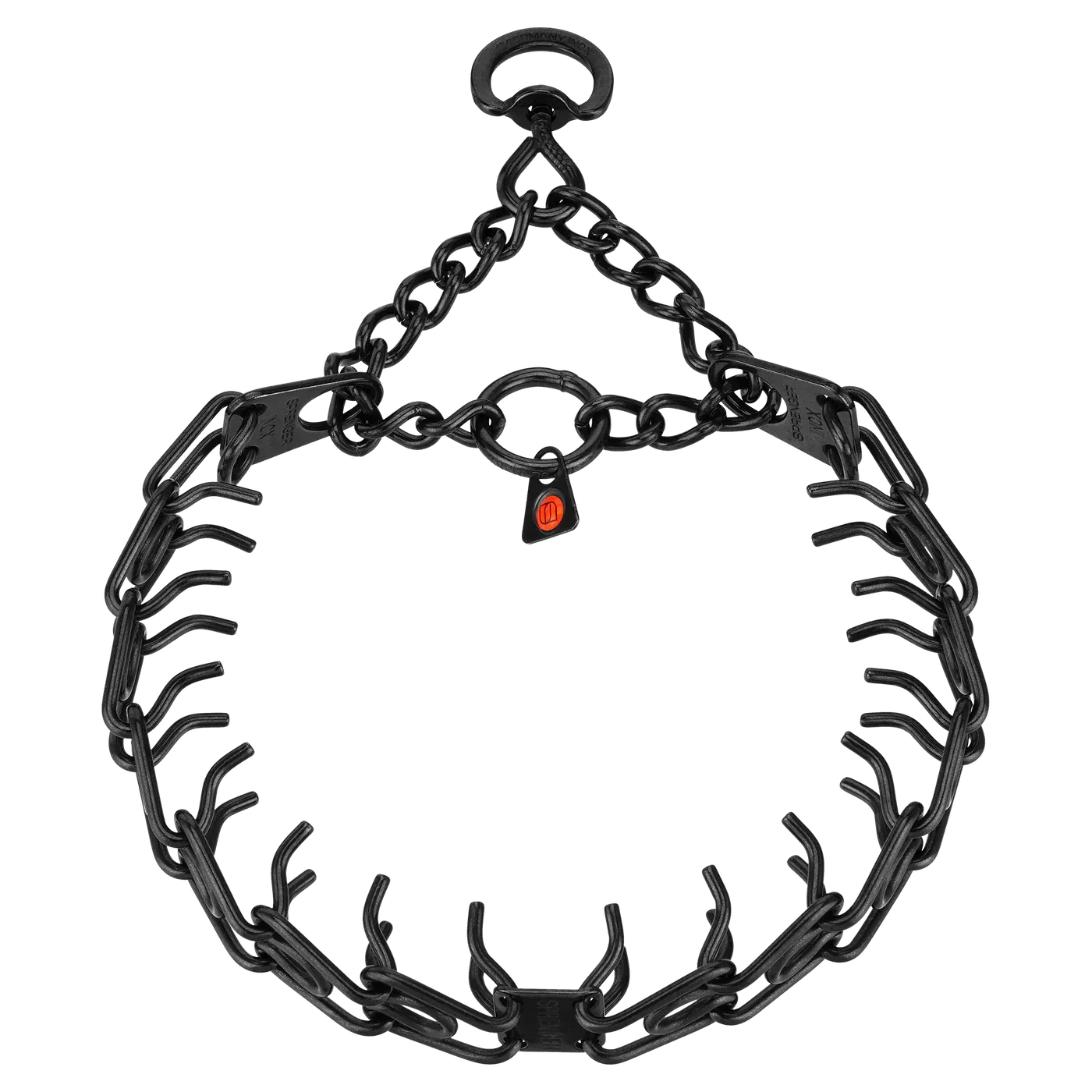 ULTRA-PLUS Training Prong Collar with Center-Plate, Assembly Chain, Swivel and ring - Stainless steel black, 3.0 mm (Short Version) ULTRA-PLUS Training Prong Collar with Center-Plate, Assembly Chain, Swivel and ring - Stainless steel black, 3.0 mm (Short Version)