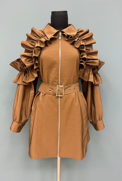 Brown Elegant Formal Retro Glam Vintage Trenchcoat